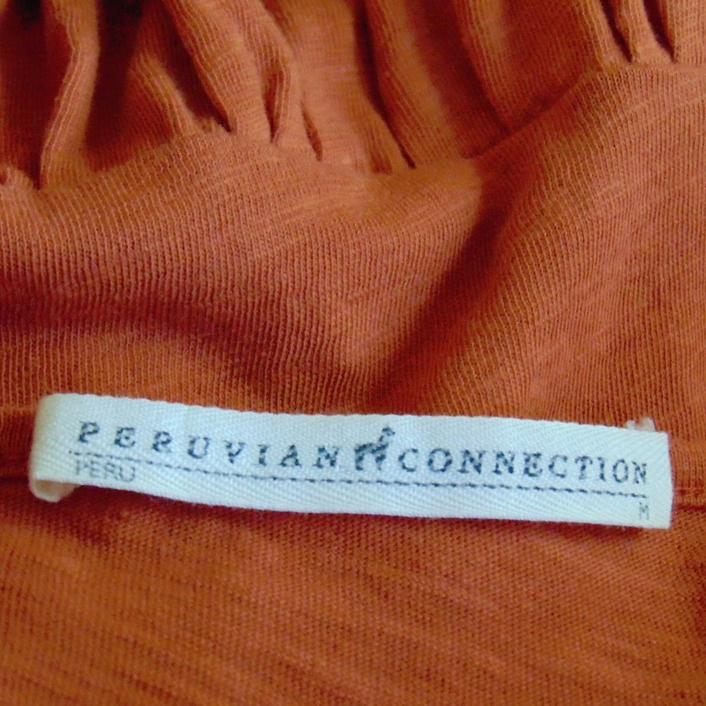 Peruvian Connection Cotton Peplum Top M - Picture 6 of 6